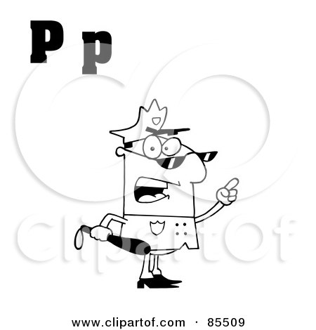 Royalty-Free (RF) Clipart Illustration of an Outlined Cop With Letters C by Hit Toon