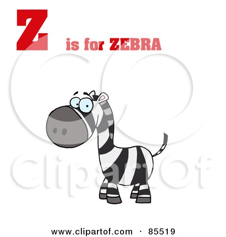 Royalty-Free (RF) Clipart Illustration of a Happy Zebra With Z Is For Zebra Text by Hit Toon