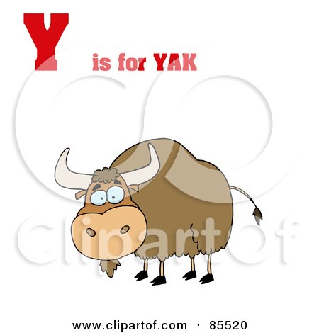 Royalty-Free (RF) Clipart Illustration of a Yak With Y Is For Yak Text - Version 2 by Hit Toon