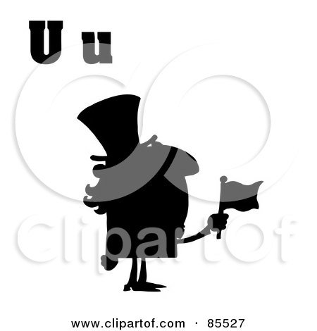 Royalty-Free (RF) Clipart Illustration of a Silhouetted Uncle Sam With Letters U by Hit Toon