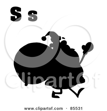 Royalty-Free (RF) Clipart Illustration of a Silhouetted Santa With Letters S by Hit Toon
