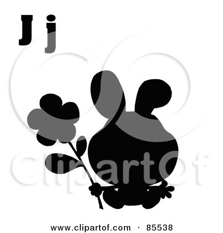 Royalty-Free (RF) Clipart Illustration of a Silhouetted Rabbit With Letters J by Hit Toon