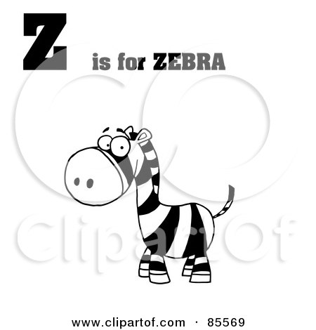 Royalty-Free (RF) Clipart Illustration of a Black And White Zebra With Z Is For Zebra Text by Hit Toon
