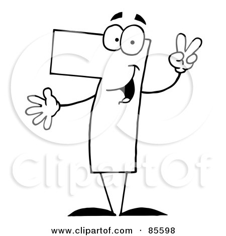 Royalty-Free (RF) Clipart Illustration of a Friendly Outlined Number 7 Seven Guy by Hit Toon