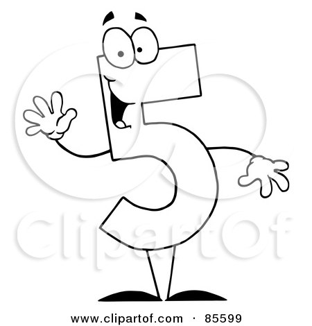 Royalty-Free (RF) Clipart Illustration of a Friendly Outlined Number 5 Five Guy by Hit Toon