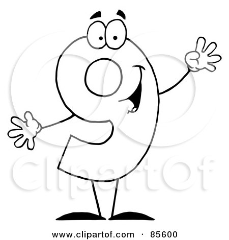 Royalty-Free (RF) Clipart Illustration of a Friendly Outlined Number 9 Nine Guy by Hit Toon