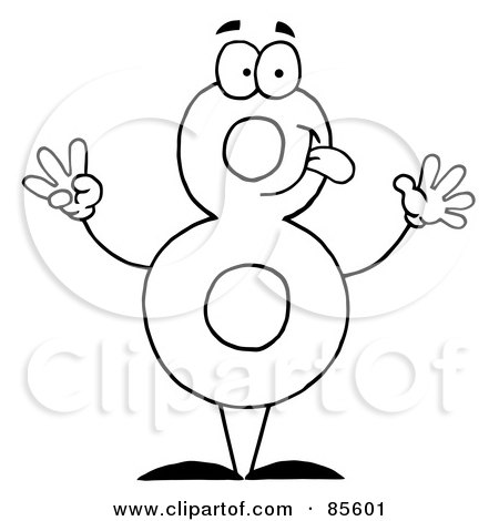Royalty-Free (RF) Clipart Illustration of a Friendly Outlined Number 8 Eight Guy by Hit Toon