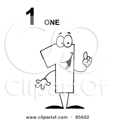 Royalty-Free (RF) Clipart Illustration of a Friendly Outlined Number 1 One Guy With Text by Hit Toon