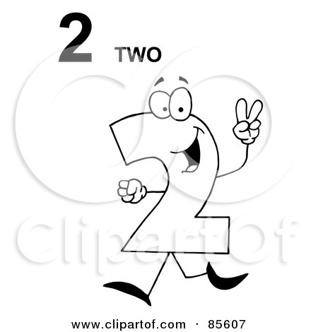 Royalty-Free (RF) Clipart Illustration of a Friendly Outlined Number 2 Two Guy With Text by Hit Toon