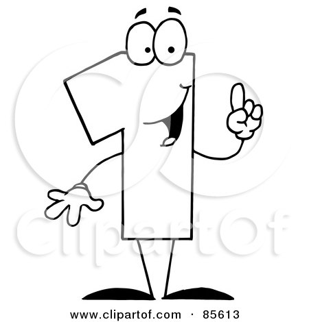 Royalty-Free (RF) Clipart Illustration of a Friendly Outlined Number 1 One Guy by Hit Toon