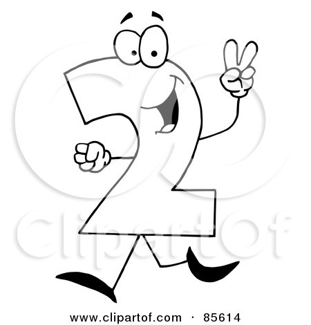 Royalty-Free (RF) Clipart Illustration of a Friendly Outlined Number 2 Two Guy by Hit Toon