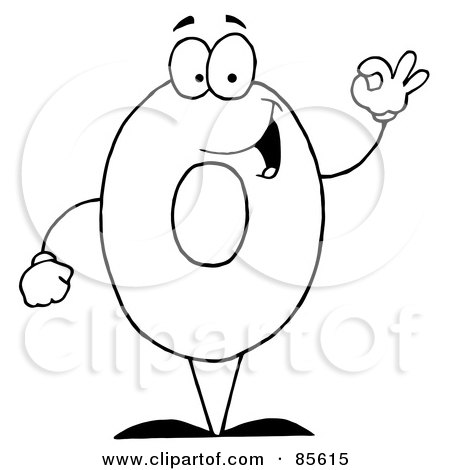 Royalty-Free (RF) Clipart Illustration of a Friendly Outlined Number 0 Zero Guy by Hit Toon