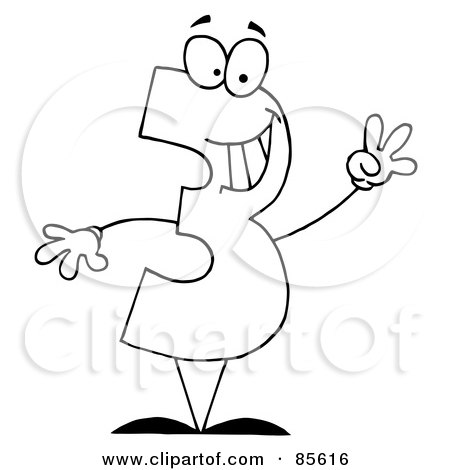 Royalty-Free (RF) Clipart Illustration of a Friendly Outlined Number 3 Three Guy by Hit Toon