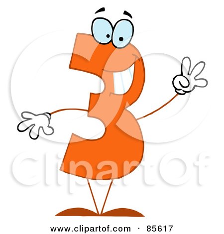 Royalty-Free (RF) Clipart Illustration of a Friendly Orange Number 3 Three Guy by Hit Toon