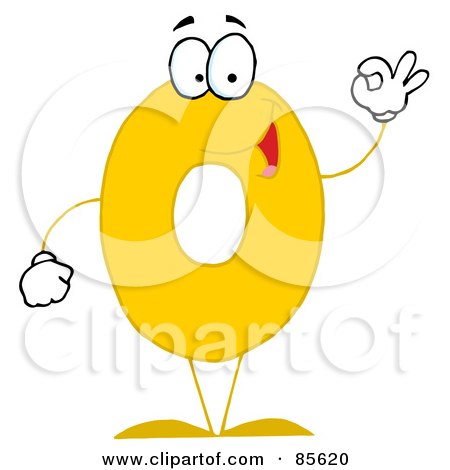 Royalty-Free (RF) Clipart Illustration of a Friendly Number 0 Zero Guy by Hit Toon