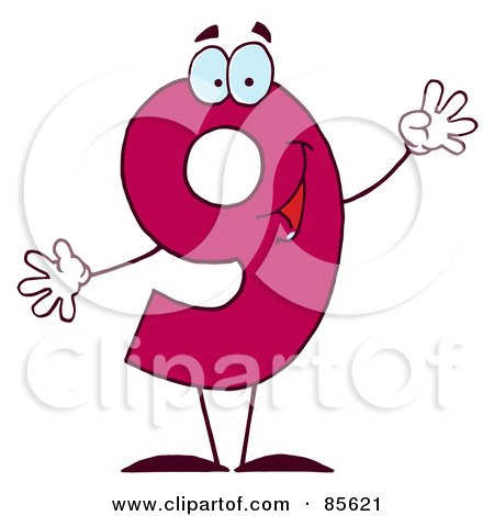 Royalty-Free (RF) Clipart Illustration of a Friendly Pink Number 9 Nine Guy by Hit Toon