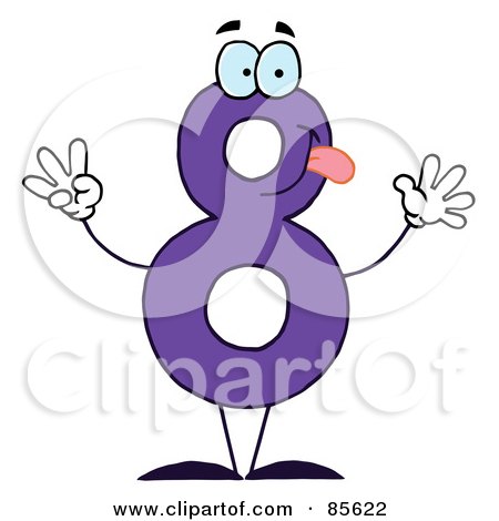 Royalty-Free (RF) Clipart Illustration of a Friendly Purple Number 8 Eight Guy by Hit Toon