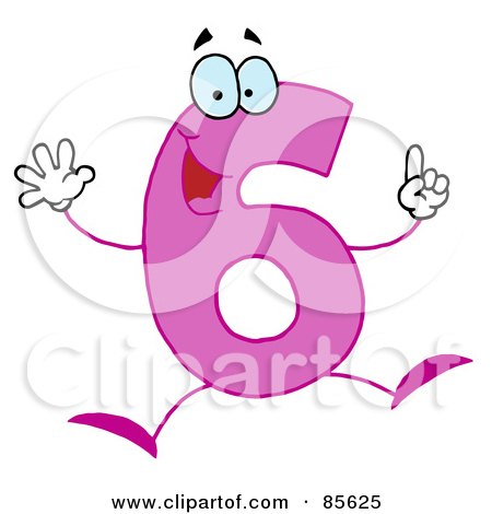 Royalty-Free (RF) Clipart Illustration of a Friendly Pink Number 6 Six Guy by Hit Toon