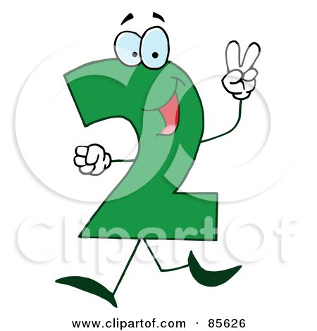 Royalty-Free (RF) Clipart Illustration of a Friendly Green Number 2 Two Guy by Hit Toon
