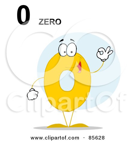 Royalty-Free (RF) Clipart Illustration of a Friendly Yellow Number 0 Zero Guy With Text by Hit Toon