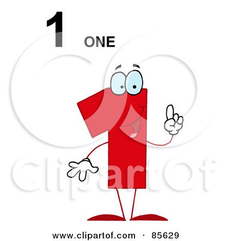 Royalty-Free (RF) Clipart Illustration of a Friendly Red Number 1 One Guy With Text by Hit Toon