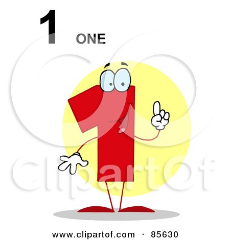 Royalty-Free (RF) Clipart Illustration of a Friendly Number 1 One Guy With Text by Hit Toon