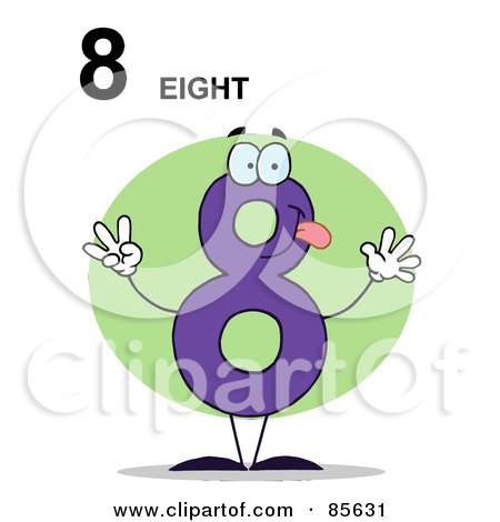 Royalty-Free (RF) Clipart Illustration of a Friendly Number 8 Eight Guy With Text by Hit Toon