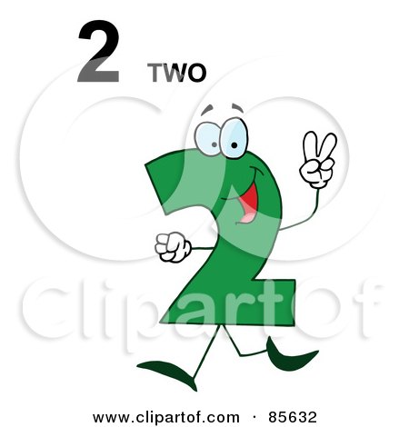 Royalty-Free (RF) Clipart Illustration of a Friendly Green Number 2 Two Guy With Text by Hit Toon