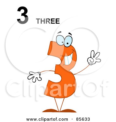 Royalty-Free (RF) Clipart Illustration of a Friendly Orange Number 3 Three Guy With Text by Hit Toon