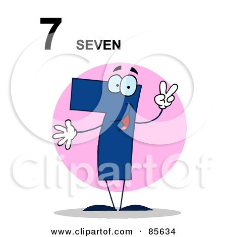 Royalty-Free (RF) Clipart Illustration of a Friendly Number 7 Seven Guy With Text by Hit Toon