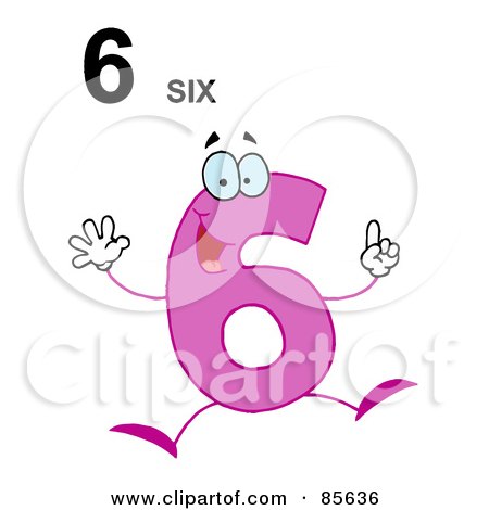 Royalty-Free (RF) Clipart Illustration of a Friendly Pink Number 6 Six Guy With Text by Hit Toon