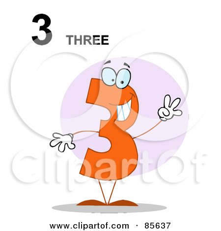 Royalty-Free (RF) Clipart Illustration of a Friendly Number 3 Three Guy With Text by Hit Toon