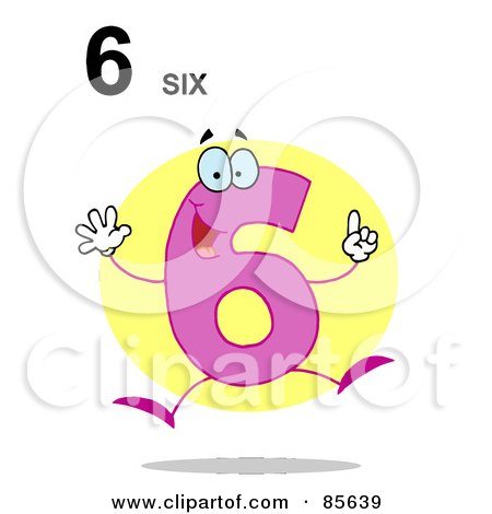 Royalty-Free (RF) Clipart Illustration of a Friendly Number 6 Six Guy With Text by Hit Toon