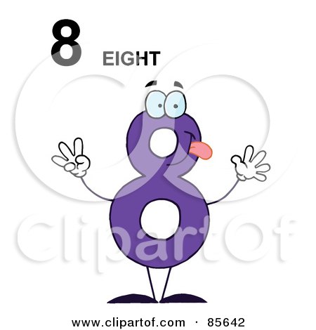 Royalty-Free (RF) Clipart Illustration of a Friendly Purple Number 8 Eight Guy With Text by Hit Toon