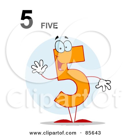 Royalty-Free (RF) Clipart Illustration of a Friendly Number 5 Five Guy With Text by Hit Toon