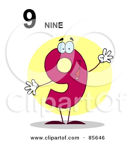 Royalty-Free (RF) Clipart Illustration of a Friendly Number 9 Nine Guy With Text by Hit Toon