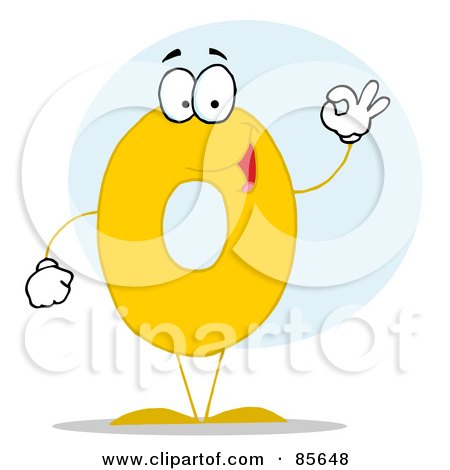 Royalty-Free (RF) Clipart Illustration of a Friendly Yellow Number 0 Zero Guy by Hit Toon