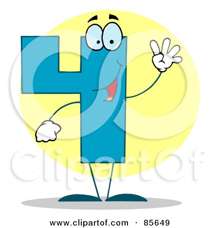 Royalty-Free (RF) Clipart Illustration of a Friendly Number 4 Four Guy by Hit Toon