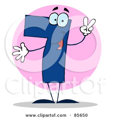 Royalty-Free (RF) Clipart Illustration of a Friendly Number 7 Seven Guy by Hit Toon