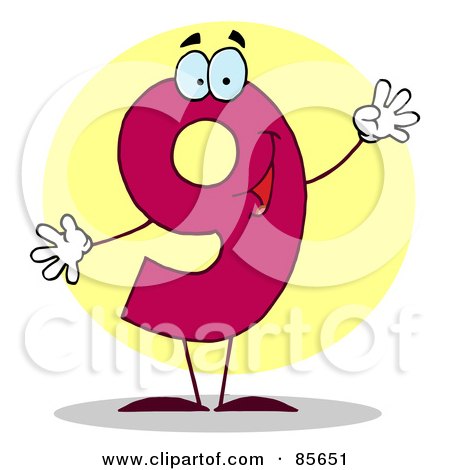 Royalty-Free (RF) Clipart Illustration of a Friendly Number 9 Nine Guy by Hit Toon