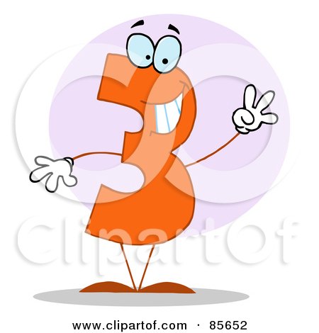 Royalty-Free (RF) Clipart Illustration of a Friendly Number 3 Three Guy by Hit Toon