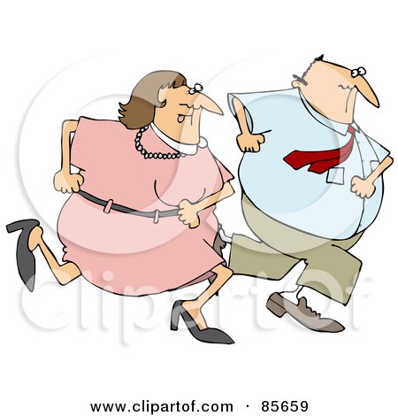 Royalty-Free (RF) Clipart Illustration of a Man And Woman On The Run Together by djart