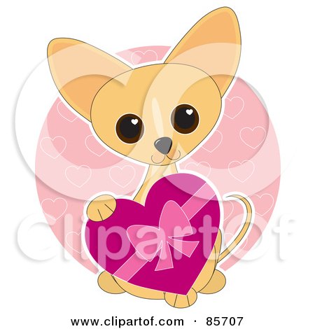 Royalty-Free (RF) Clipart Illustration of an Adorable Valentine's Day Chihuahua Puppy by Maria Bell