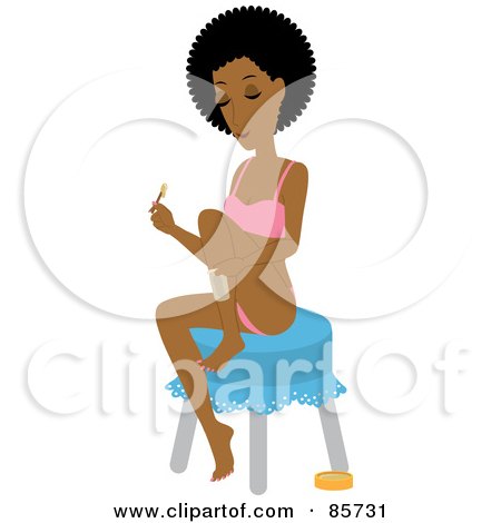 Royalty-Free (RF) Clipart Illustration of a Black Woman Sitting On A Stool And Waxing Her Legs by Rosie Piter