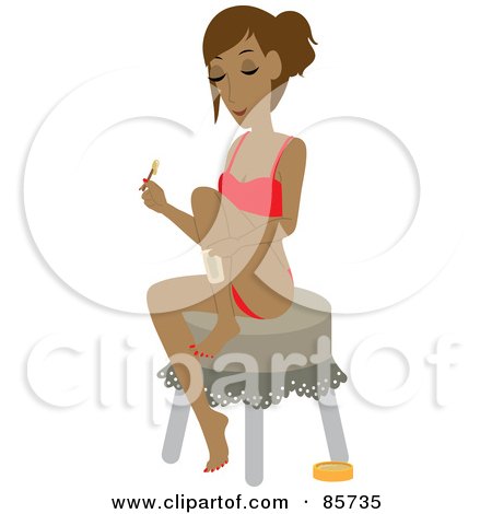 Royalty-Free (RF) Clipart Illustration of a Hispanic Woman Sitting On A Stool And Waxing Her Legs by Rosie Piter