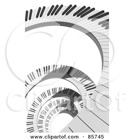 Royalty-Free (RF) Clipart Illustration of a Spiral Of 3d Piano Keys Over White by Mopic