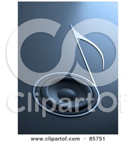 Royalty-Free (RF) Clipart Illustration of a 3d Music Note Speaker On Blue by Mopic