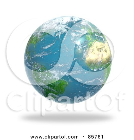Royalty-Free (RF) Clipart Illustration of a 3d Cloudy Globe Featuring The Atlantic Ocean by Mopic