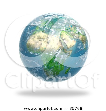 Royalty-Free (RF) Clipart Illustration of a 3d Cloudy Globe Featuring Africa by Mopic