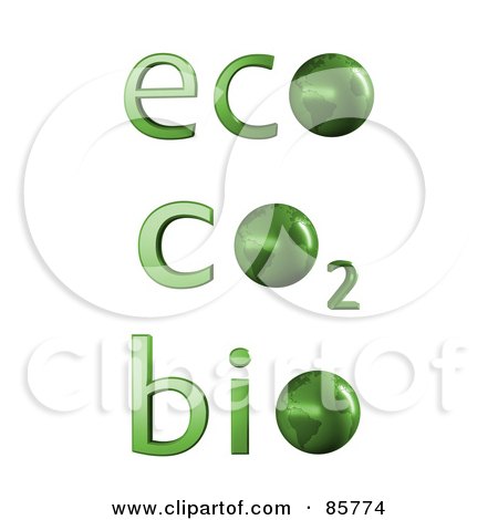 Royalty-Free (RF) Clipart Illustration of a Digital Collage Of 3d Green Eco, Co2 And Bio Words by Mopic